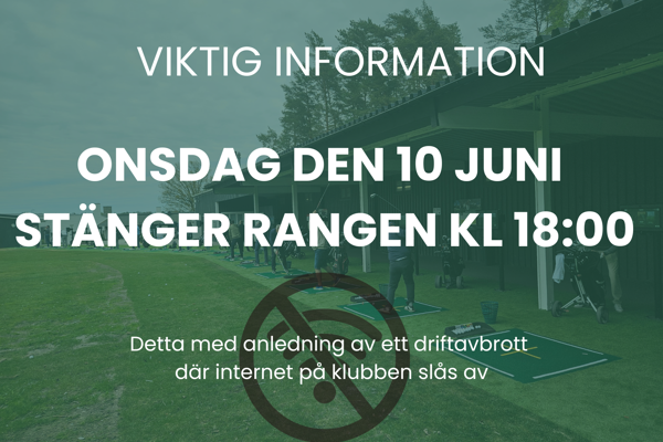 Driftavbrott den 10 Juni kl 18:00-20:00
