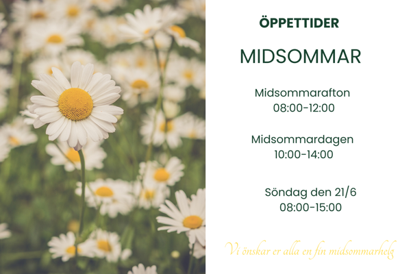 Öppettider midsommar