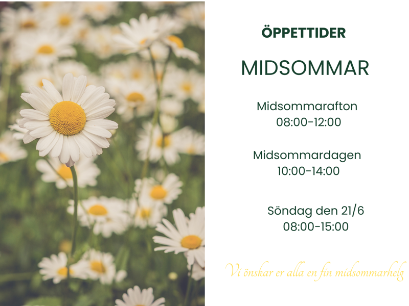 ÖPPETTIDER MIDSOMMAR (42 X 29.7 Cm)